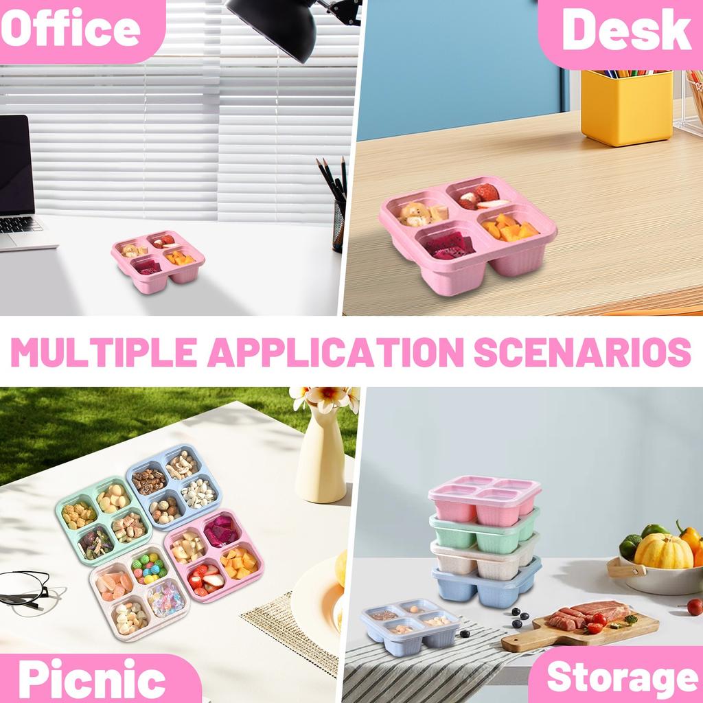 Food Box, Snack Box, Four Grids Transparent Lid, Snack Plate, Dried Fruit Box, Stove Wrapped, Tea And Snack Box, Fresh-keeping Snack Plate