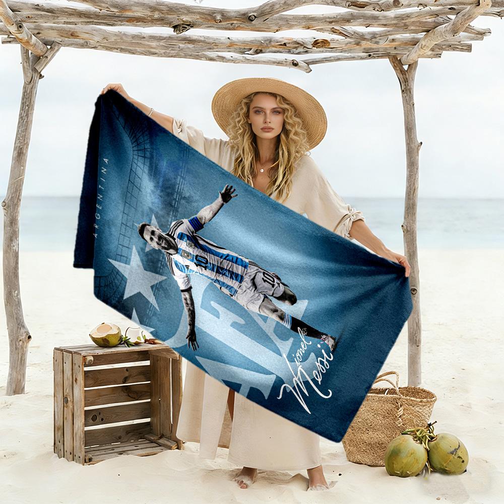Football Messi Beach Towel Soft Durable Quick-Dry Comfortable Lightweight