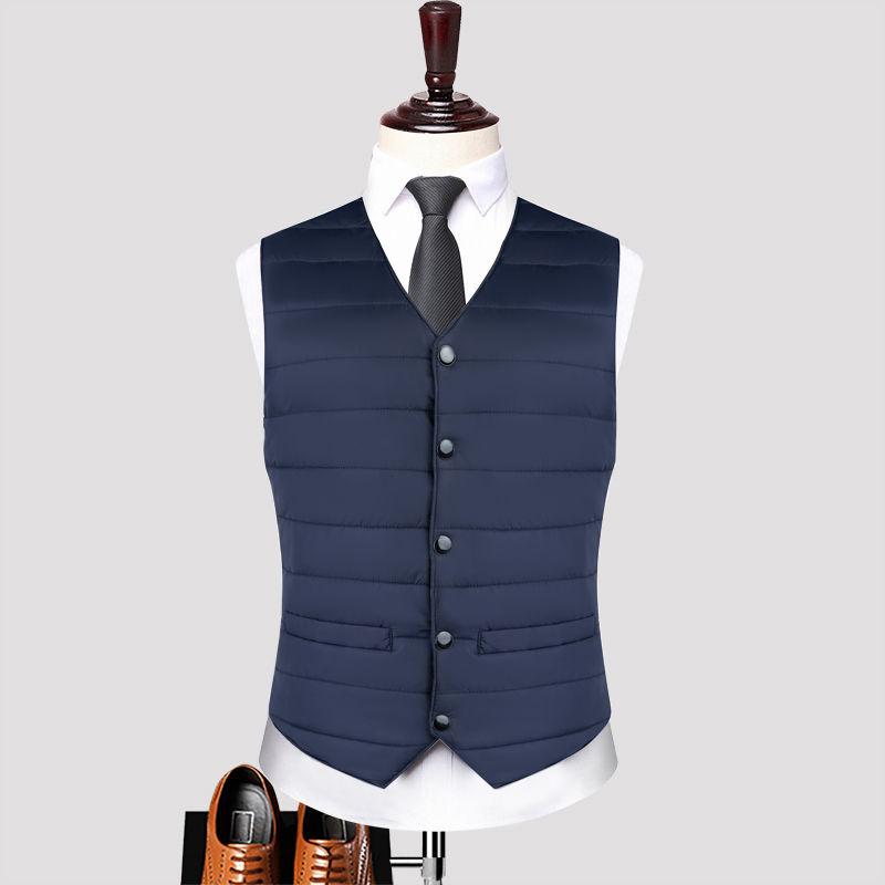 

Осень-зима, пуховое хлопковое мужское пальто, жилет, модные кардиганы на пуговицах, утепленные однотонные повседневные куртки без рукавов с v-образным вырезом XXXL темно-синий