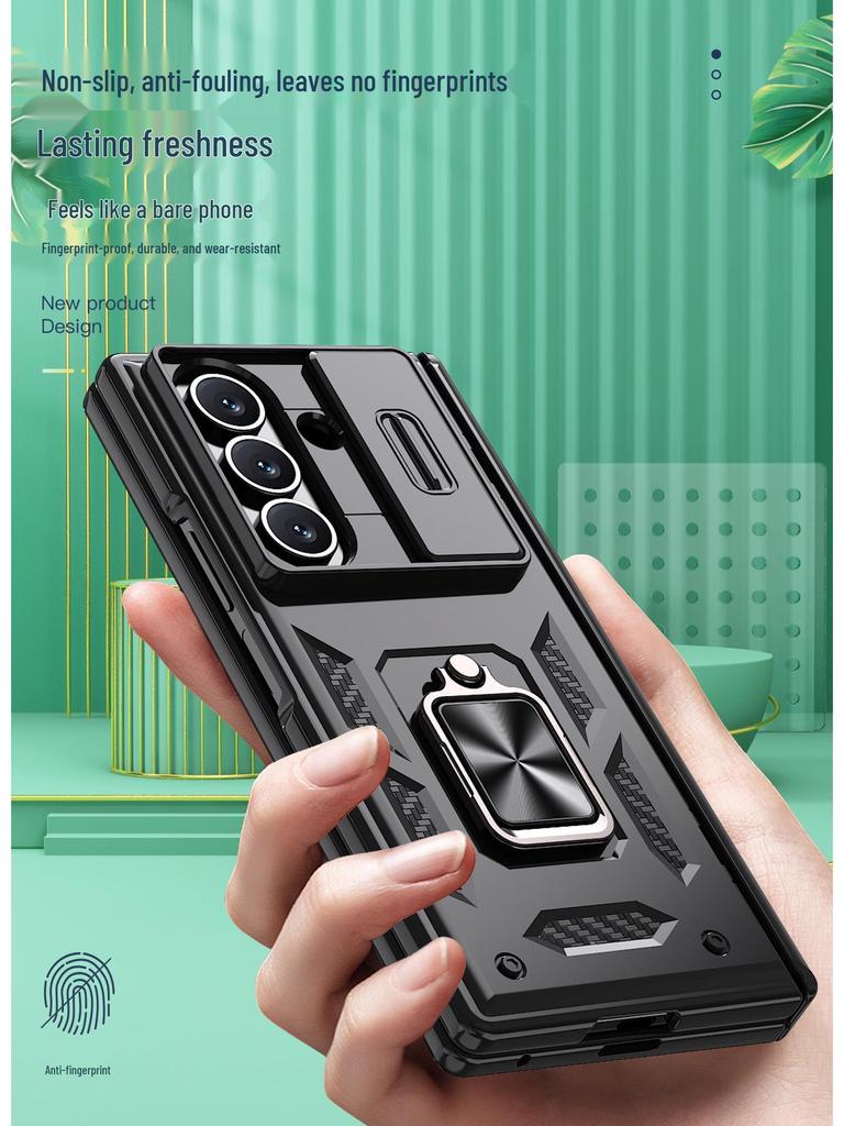 Samsung Z Fold Phone Case - Compatible with Fold7/6/5, Lens & Hinge Protection, Flip Cover with Ring Holder