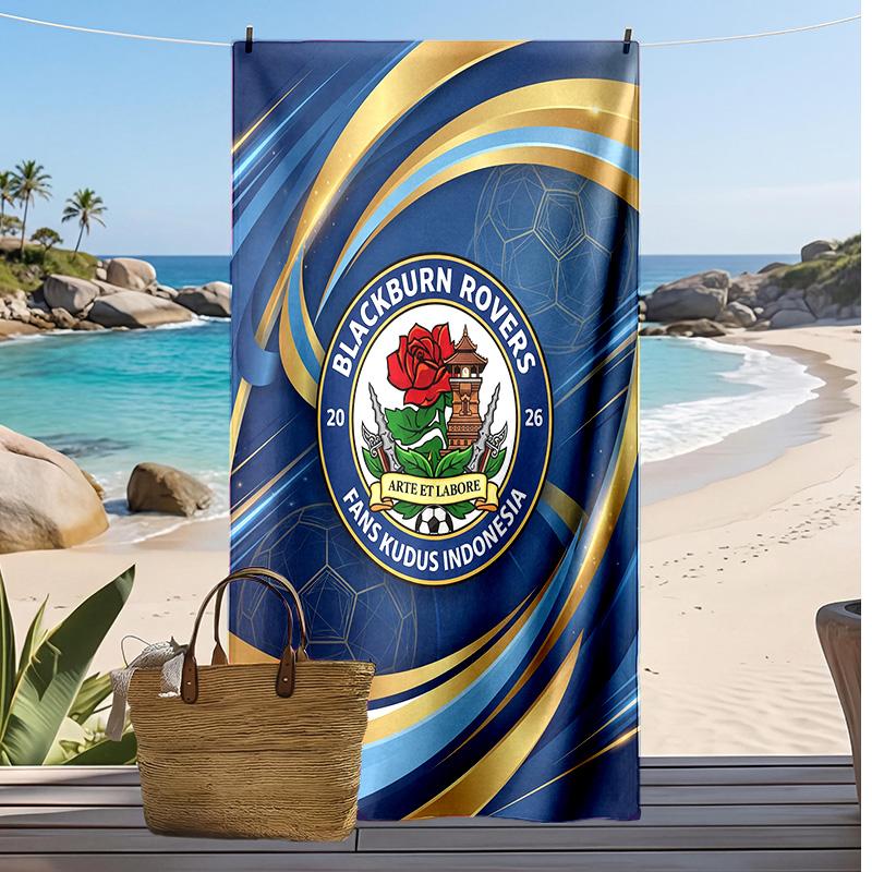 Telo Mare con Stampa Calcio Blackburn Rovers, Telo Grande Morbido Asciugatura Rapida per Spiaggia Campeggio Nuoto