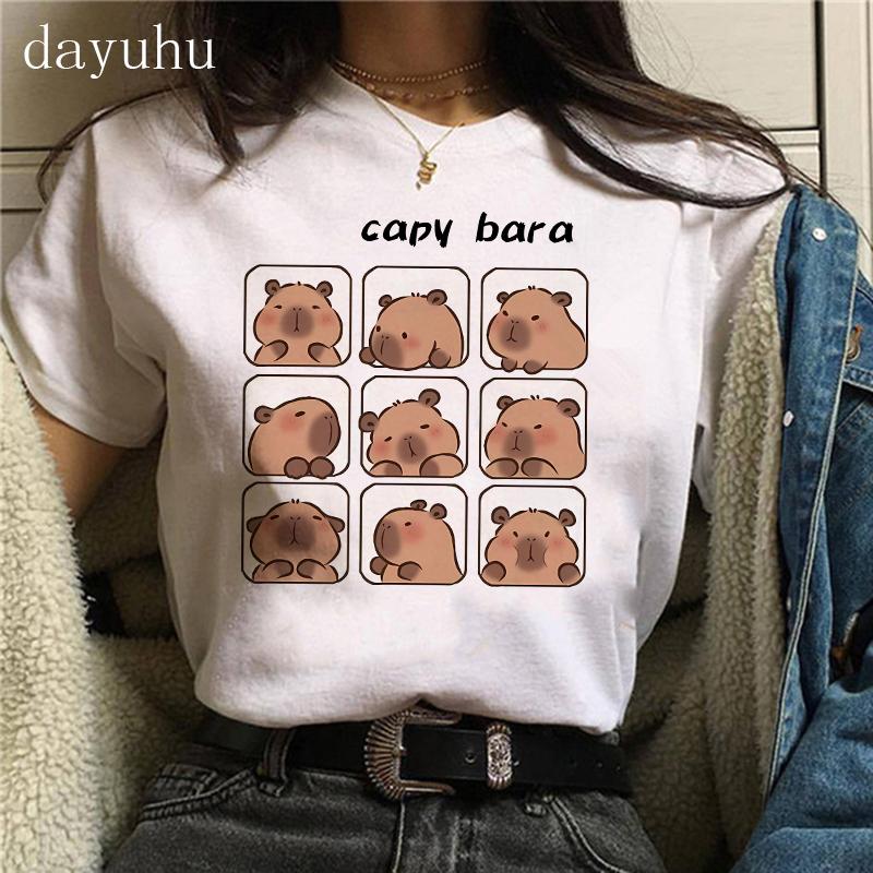 Funny 90s Capybara Tshirt Unisex Tshirt Capibara Cartoons Clothes Girl Capybaras T Shirt Female Casual Top Clothes