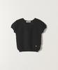 Tudument Puff Sleeve Round Neck Knit Top Black