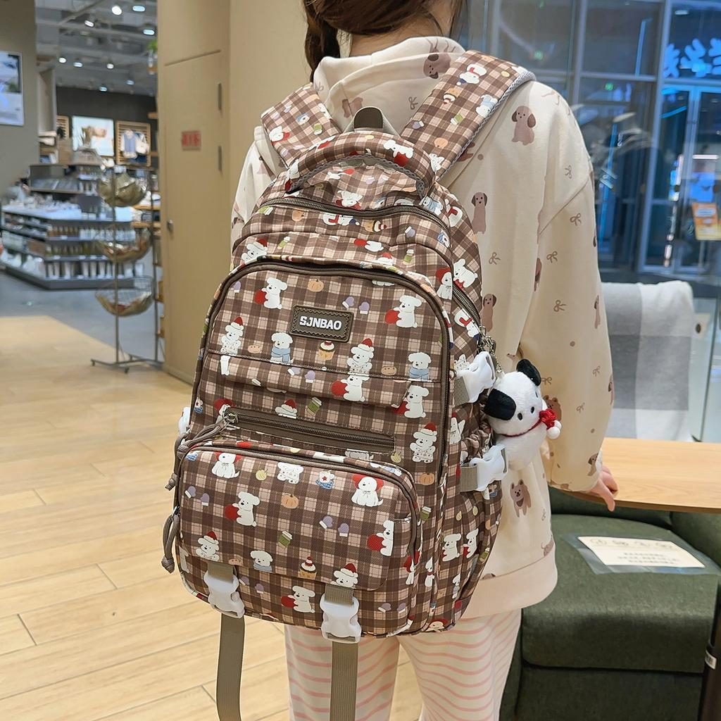 Schoolbag high-value backpack college student cute cartoon printed schoolbag junior high school student sweet large-capacity versatile backpack