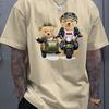 Summer 100 Cotton Fashionable Casual Sports Loose Cartoon Bear Pattern Printed Round Neck Short Sleeved Men's T-shirts