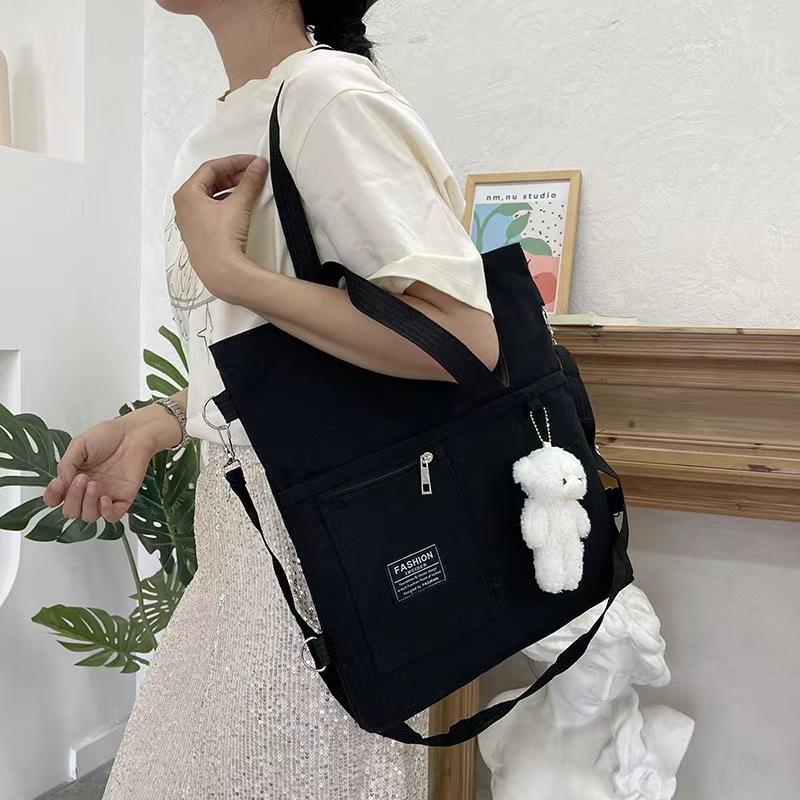 ins multi-purpose women's Korean version shoulder canvas bag fashion college student storage backpack class tutoring canvas bag