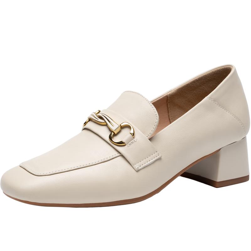 ZHR Women's Leather Square-Toe Loafers KM01