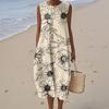 Women's Fashion Casual Sleeveless Round Neck Floral Elegant Temperament Dress