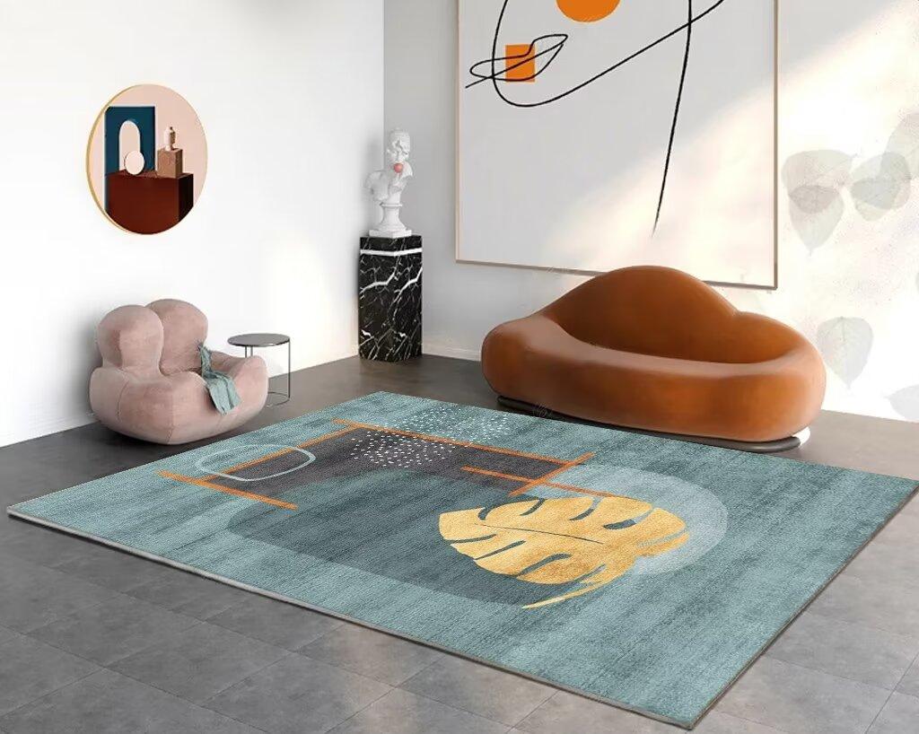 Light Luxury Geometric Rugs for Living Room Nordic Style Easy Clean Sofa Area Non-slip Floor Mat Bedroom Lounge Carpet Washable
