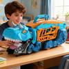 Children's Dinosaur Transport Truck, Containing 6 Alloy Cars, Blue/Green Dinosaur Race Track Storage Vehicle, Boy's Gift