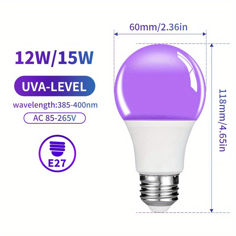 12W E27 Black Light Bulb,UV LED Blacklight Bulb for Glow In The Dark Party,Body Paint,Neon Posters & Club,385-400nm Black Light