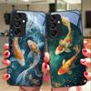 Chinese Wind Fish For Samsung Galaxy A15 5G 54 4G 51 50 24 35 90 71 12 51 53 52S 80 22 34 Black Tempered Glass Phone Case