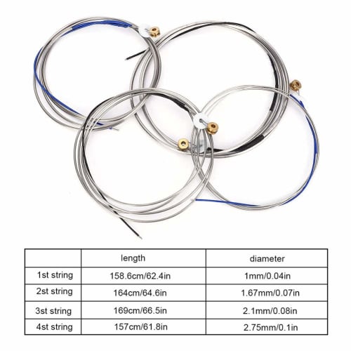 Double Bass Strings, Double Bass Accessories, Reinforced Steel Strings, Solid Double Bass Strings, Easy to Install, Replacement