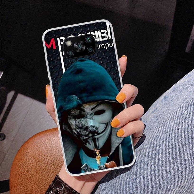 

Anonymous V Mask Phone Case For Xiaomi Poco X7 X6 X5 Pro F7 Ultra Redmi 15C 15 13C 13 12C 12 10 10A 10C 9 9A 9C 9T Cover Poco X7 Xiaomi Poco F7 Pro
