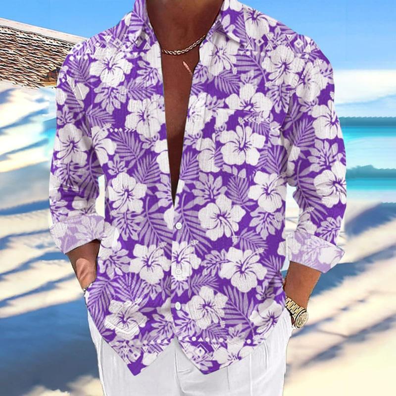 Tropical Turtle Print Long Sleeve Shirt, Perfect for Beach Days