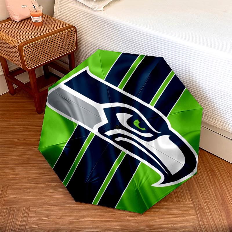 Seattle Seahawks pattern, automatic folding umbrella, portable and foldable design, 8 ribs, a Christmas or birthday gift.
