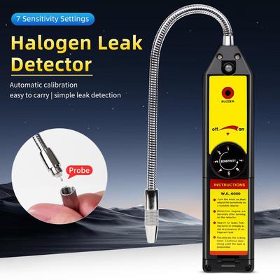 WJL-6000 Freon Leak Detector Halogen Leak Detector Refrigerant Gas HVAC Air Conditioner R22 R410A R134A R1234YF CFCs HCFCs HFCs