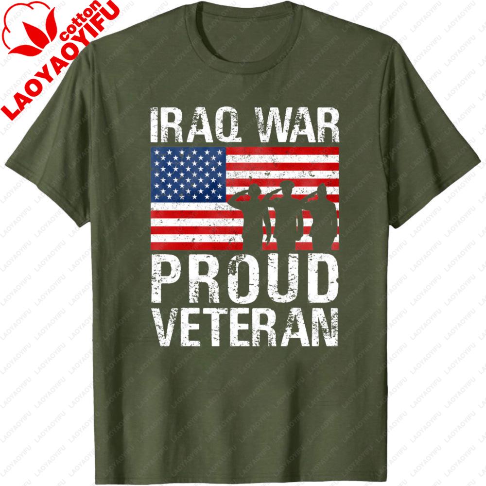 Proud Iraq Veteran Unisex Shirt Veteran Gift for Military Vet Unisex Women Combat Tops Unisex Clothes Summer Short Sleeve Tees