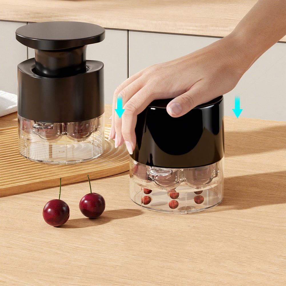 7-Hole Quickly Cherry Pitter with Splatter Protector Cherries Seed Remover Reusable Quick Release Stoner Pitter for Home Kitchen