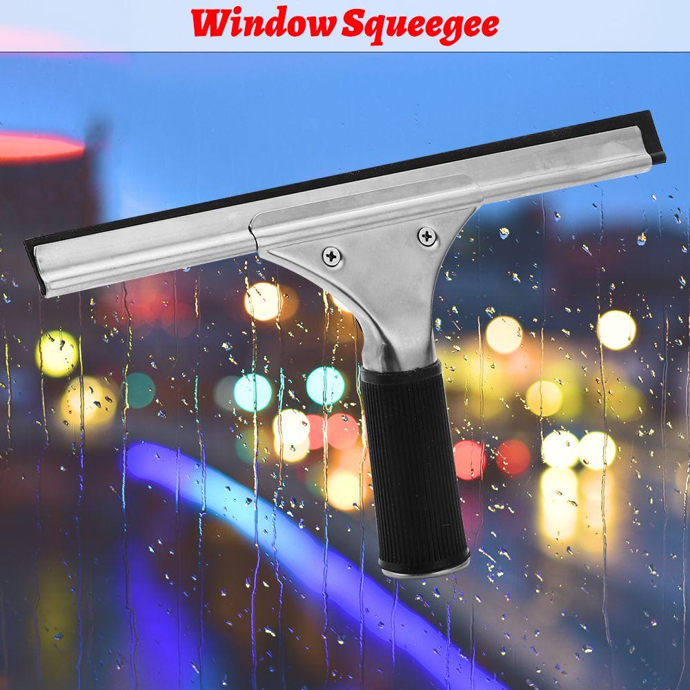 Professional Stainless Steel Window Squeegee Wear-resistant Durable Glass Cleaner Practical Rubber Wiper Blade Cleaning Tool