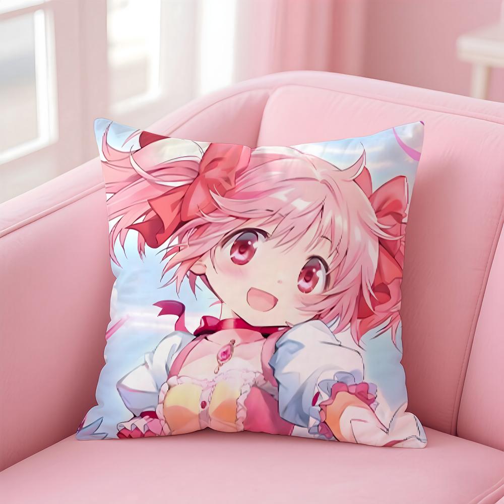 Anime Puella Magi Madoka Magica Cushion Cover Comfortable Reversible Pillow Cover Ideal for Car Sofa Bedroom & Beyond