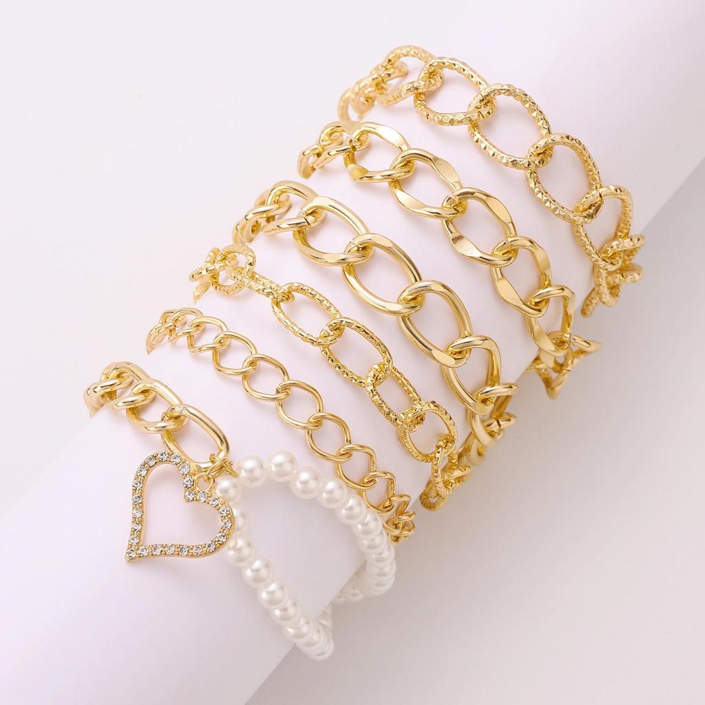 Set de Pulseras de Diamantes de Aleación: Pulseras Punk Apilables de Estilo Europeo y Americano para Mujer (4 piezas)