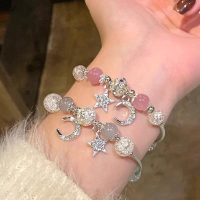 Sweet  Beaded Bracelet  Star Moon Bracelet Wrist Jewelry Girls Gift