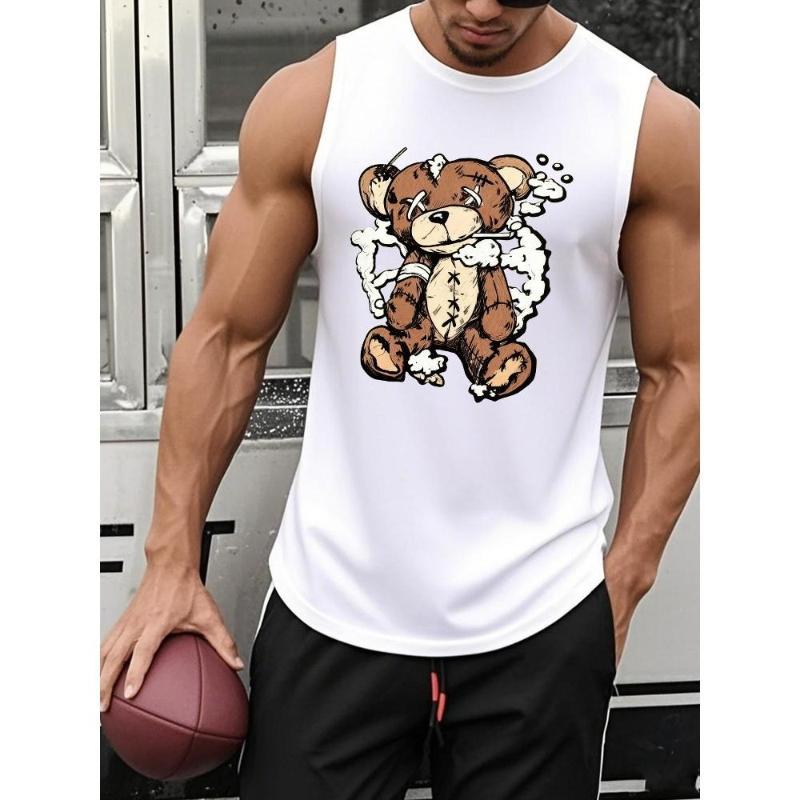 

Мужская майка с абстрактным принтом - Модная футболка без рукавов, Современный узор для летних вечеринок и мероприятий XXL чёрный