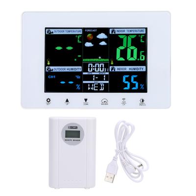 Meteorologische Uhr Farb-LCD-Anzeige Digitales Wetterthermometer mit Atomuhr für Garage