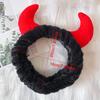 1PC Plush Headband Devil Horn Hairbands Cute Cartoon Headwrap For Face Wash Skincare Makeup Hair Accessories For Women