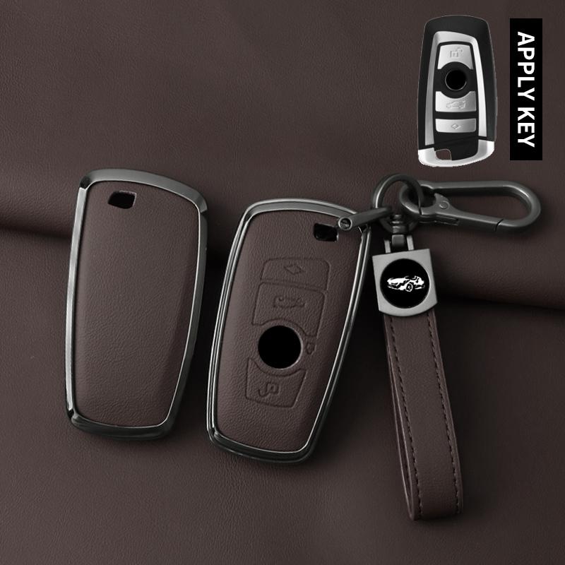 Alloy Leather Car Key Case Cover for BMW 1 2 3 4 5 6 7 Series X1 X3 X4 X5 X6 F36 F25 F26 F30 F34 F10 F07 F20 Z10 G30 F15 F16