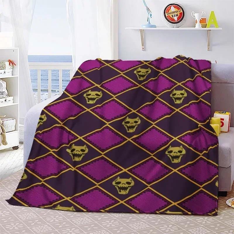 Summer Blankets Sofa Bedspread Couch Home Living Room Decor Anime JoJo Bizarre Adventure Print Flannel Throw Blanket Soft Warm