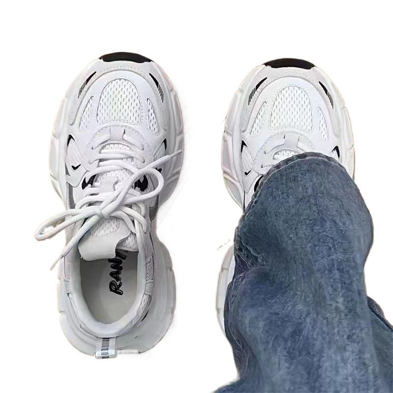 Daddy shoes women's 2025 new autumn women's shoes versatile platform white mesh shoes breathable casual sports shoes