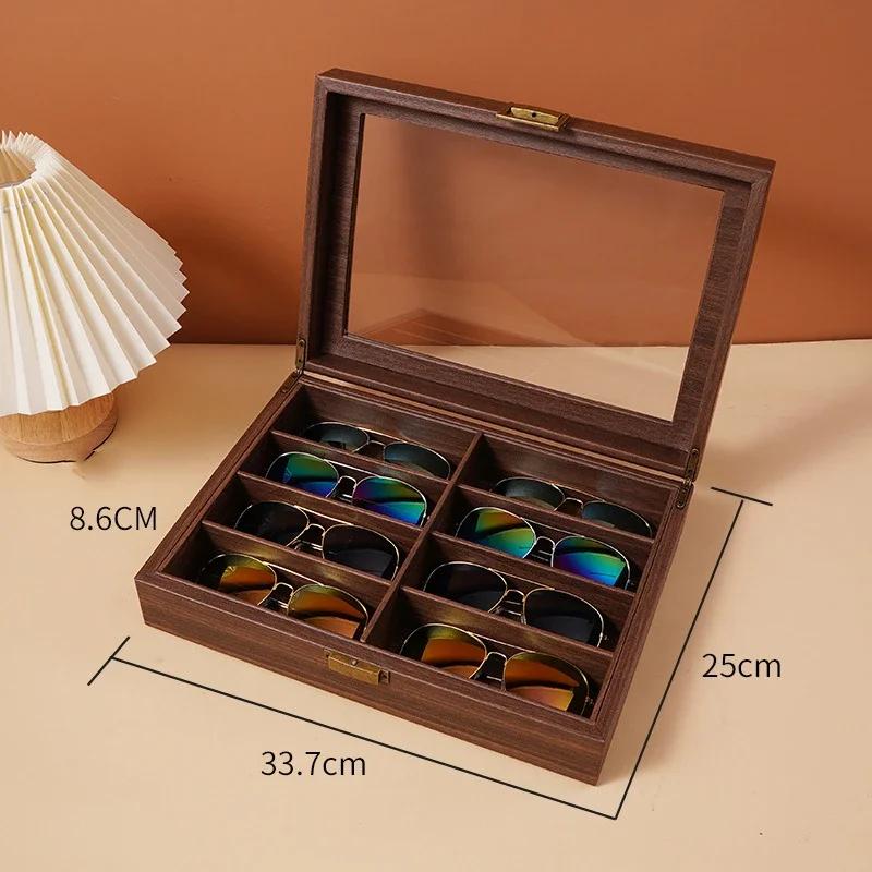 

Fashion Leather Sunglasses Storage Box-Multi Grid Large Capacity Case Jewelry Display Collection Box for Sunglasses Organization