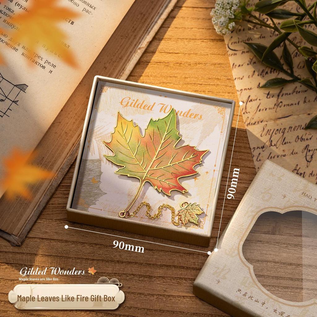 Teacher's Day Retro Leaf Metal Bookmark – High-Value, Creative Gift Box with Leaf Veins Design.