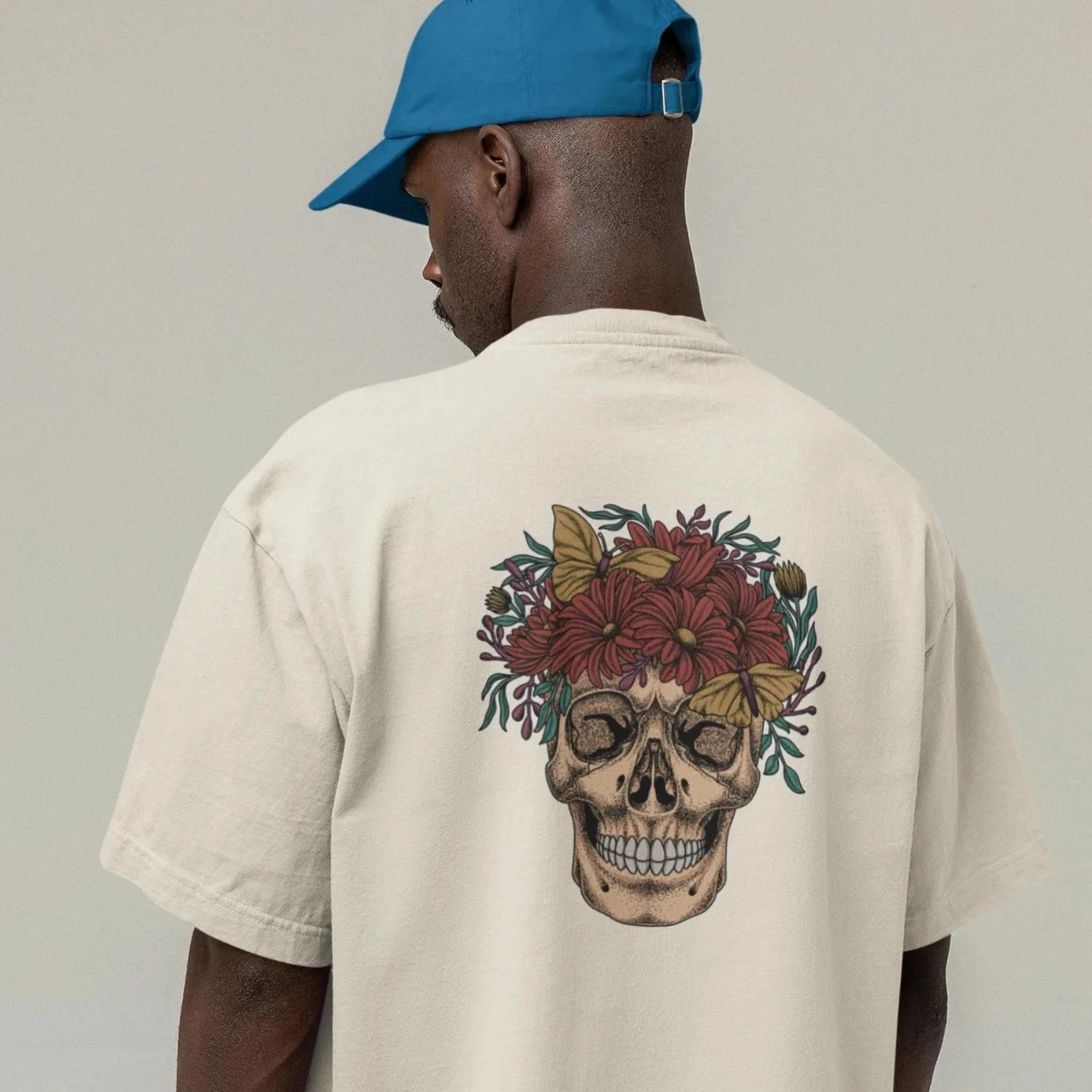 Mens Oversized T-Shirt Back Print Streetwear Graphic Baggy Tee Workout Top S