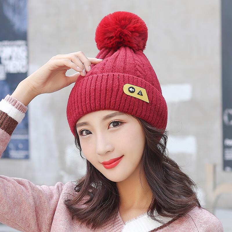 Women's Winter Cashmere Knit Pom-Pom Beanie