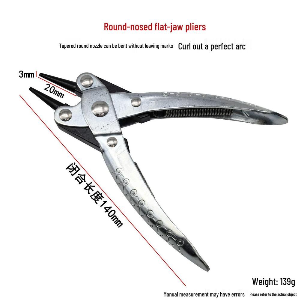 Jewelry Metalworking Three-Piece Pliers Set: Needle-Nose, Flat-Nose, Round-Nose, Anti-Slip Handles with Spring