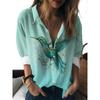 Womens Summer Shirt Fun Printed Lapel Shirt Casual Outdoor Loose Large Size Shirt Fashion Comfortable Breathable Long Sleeve Top