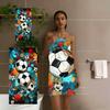 Graffiti Soccer Ball Beach Towel, Abstract Color Splash Football Print Microfiber Towel, Quick Dry Sports Bath Towel for Men Boy