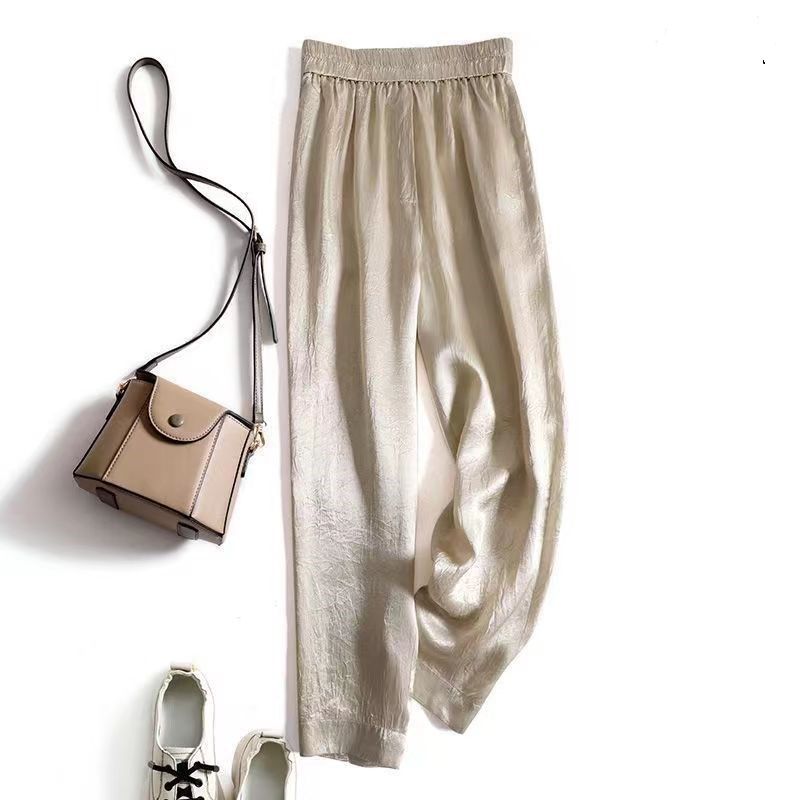 

Export Big Brand Cut Label Female Summer Texture High Waist Acetic Acid Champagne L