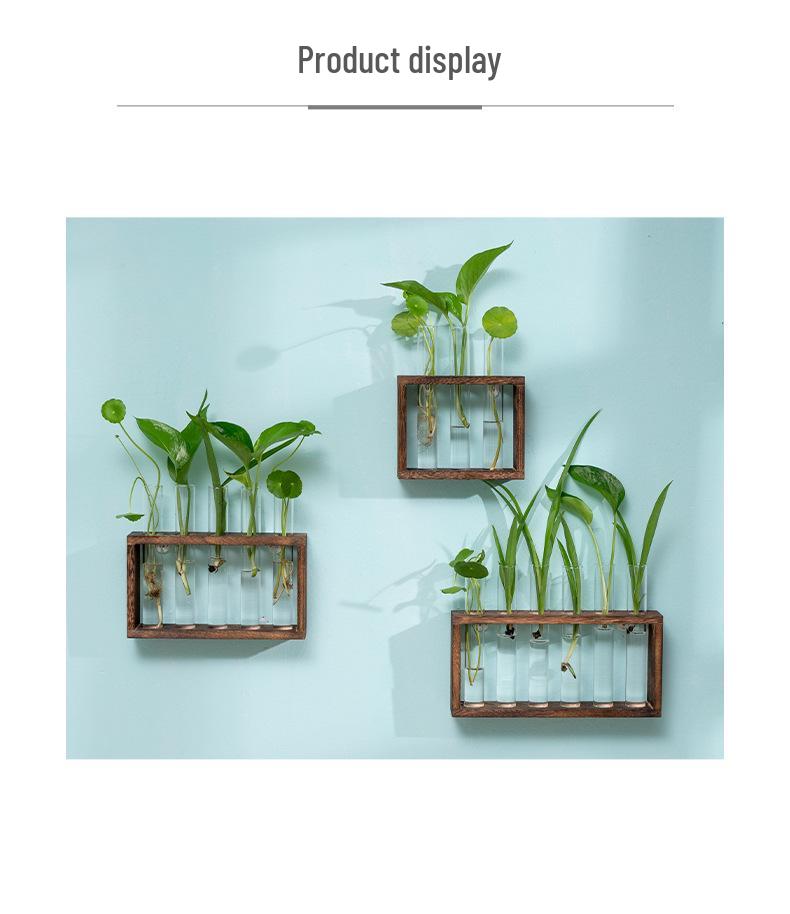 Nordic Glass Vase with Wooden Stand: Hydroponic Plant Table Decoration