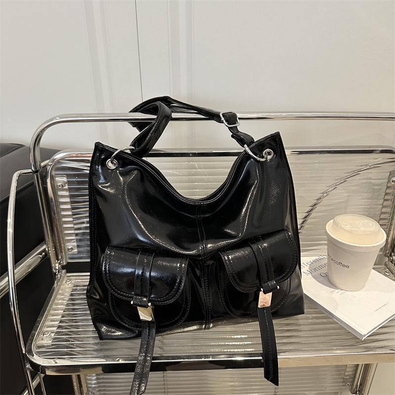 

Korean Retro Motorcycle Crossbody Bag - Women s Trendy 2025 Shoulder Bag 30*11*25.5 cm чорний