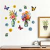 3 Pcs Painted Vase and Butterflies Wall Stickers, Removable Self-Adhesive Flower Vase Wall Decor Wall Art, Waterproof Decals for Bedroom
