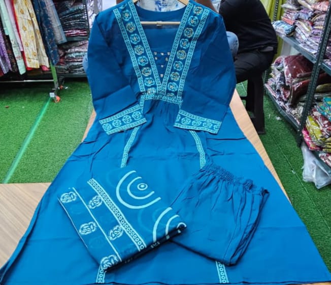 Women Cotton Designer Kurta Pant Dupatta Set Indian Bollywood Top Tunic Kurti Salwar Suit