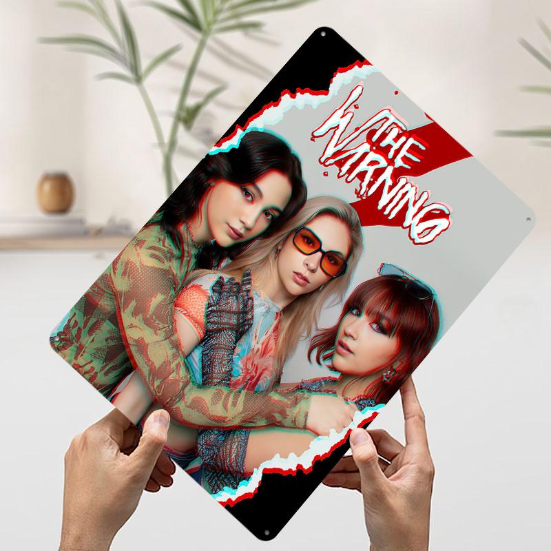 

The Warning Band Portrait Poster Customized Wall Art Vintage Metal Signs Retro Tin Plaque for Man Cave Desk Decor Room Ornaments 7.9x11.8In(20x30cm)