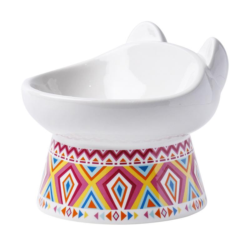 Anti Knock High Footed Slanted Mouth Cat Bowl Ceramic Protection Cervical Spine Pet Dog Cat Water Rice Bowl Cat Food Bowl