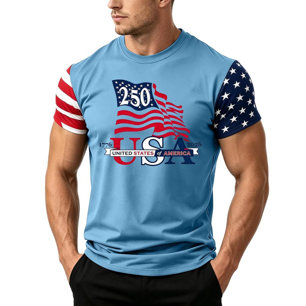 Men's Loose Fit Casual Short Sleeve T Shirt Featuring Flag Print Suitable for Summer Daily Wear Lightweight Comfortable Fabric