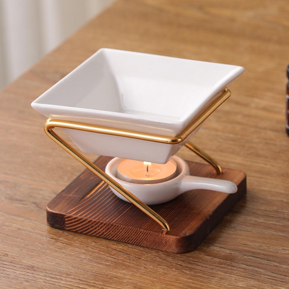 Ceramics Aromatherapy Stove Wooden Base Aromas Diffuser Practical Oil Burners  Home Use