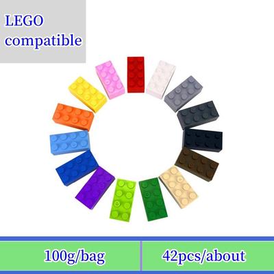 Bulk Building Blocks Bricks 100g About 42-44pcs 4*2dots Big Brick 17 Colors Small Particles Universal Children's Toys DIY Novel Creativity